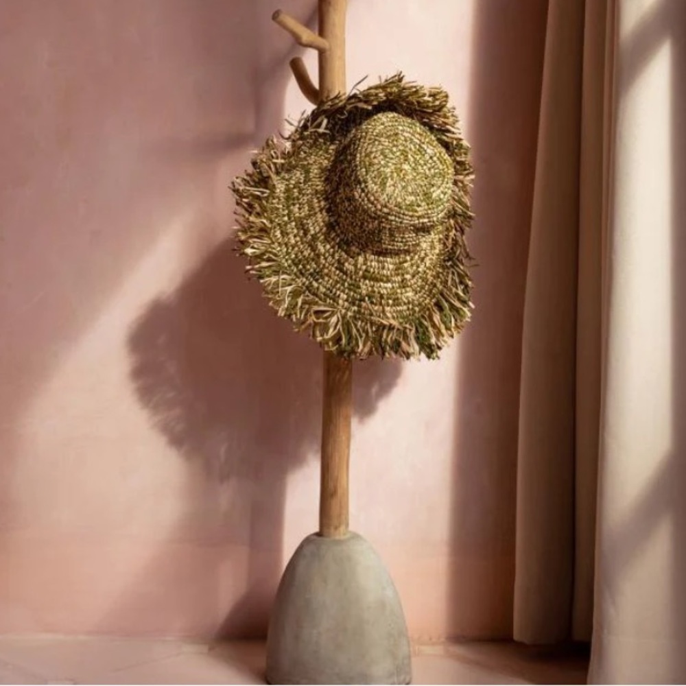 Anthropologie Lusana Raffia fiesta hat green cream one size new